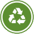A green circle with an image of a recycling symbol.